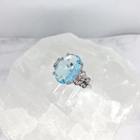 NEW 💎 925 Silver Blue Topaz Butterfly Ring - Picture 3 of 6